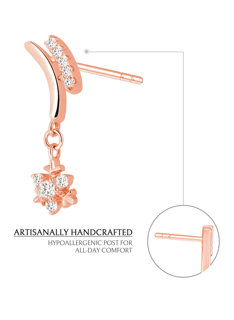 AWNL Sleigh Snowflake Drop Earrings for Women, S925 Sterling Silver with 18K Rose Gold Plated Gift for Wife Girlfriend - Image 3