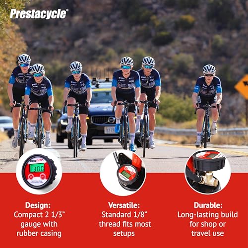 Prestacycle Prestaflator Digital Air Pressure Gauge – 0–300 PSI, 0.5 PSI Accuracy – 1/8" Brass Threads for Air Compressors & Floor Pumps – Backlit Display, Auto On/Off – Includes Batteries - Image 4