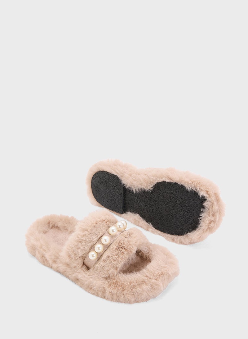 Ginger Bedroom Slipper With Pearls  - Image 3