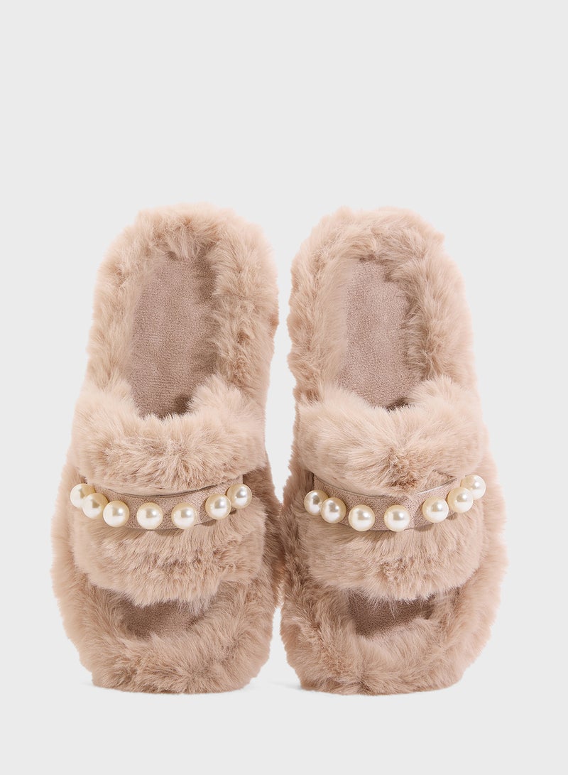 Ginger Bedroom Slipper With Pearls  - Image 4