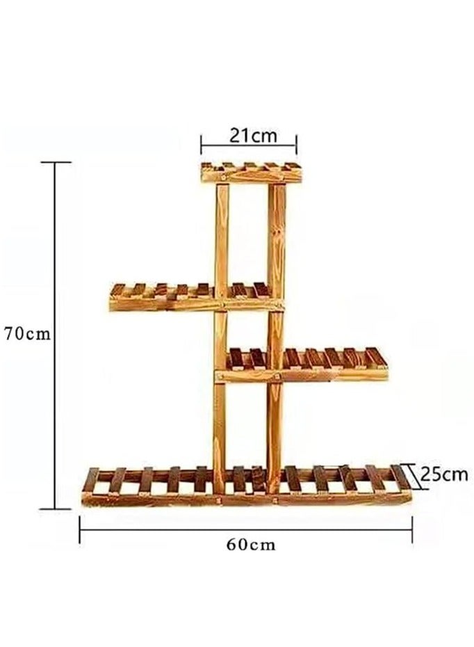HOME TASTE حامل نباتات خشبي مع 5 رفوف - رف قائم متعدد الطبقات للاستخدام الداخلي والخارجي، مثالي للشرفة، غرفة المعيشة، الفناء والحديقة - حامل زهور خشبي متين (Style_13) - Image 2