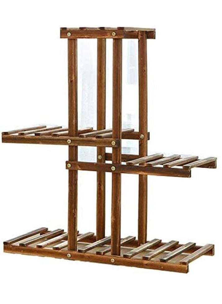 HOME TASTE حامل نباتات خشبي مع 5 رفوف - رف قائم متعدد الطبقات للاستخدام الداخلي والخارجي، مثالي للشرفة، غرفة المعيشة، الفناء والحديقة - حامل زهور خشبي متين (Style_13) - Image 4