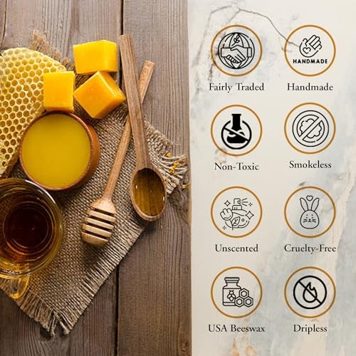 Bee The Light 100% Pure Beeswax Taper Candles - All-Natural Handmade Decorative & Dipped Smokeless Unscented Candles for Christmas, Advent, and Hanukkah, Yellow, 8.5 Inches, 12 Candle Set, by BeeTheLight - Image 5