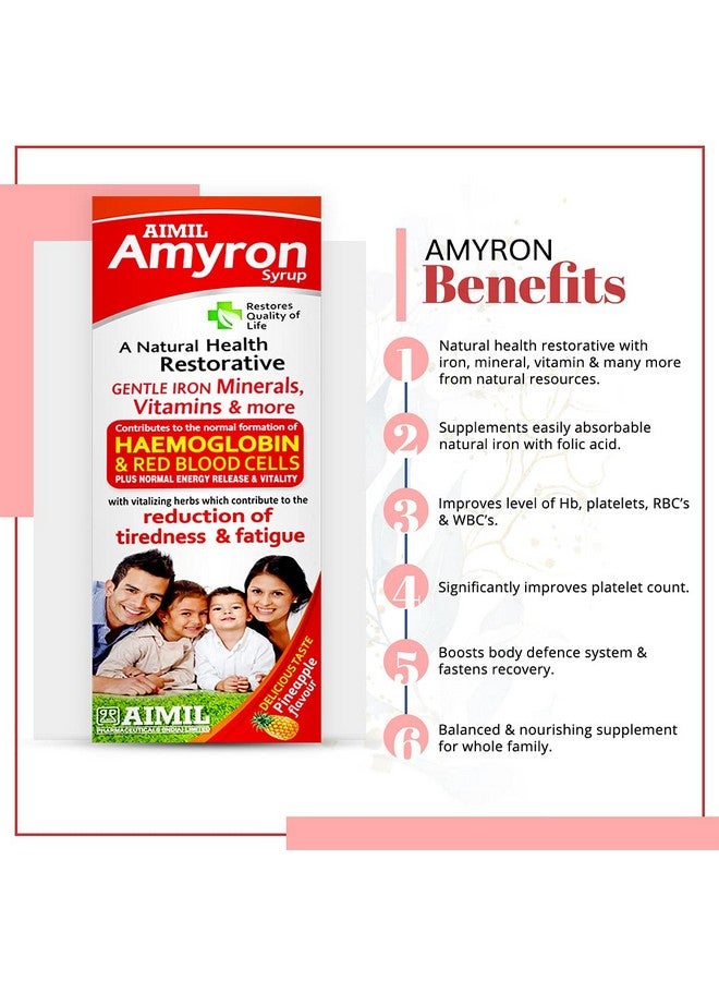 AIMIL Amyron Syrup - 200ml | Enriched with Vitamins & Mineral Rich Herbs for Men & Women of All Ages | Reduces Tiredness & Fatigue | Improves Haemoglobin Level - Image 5
