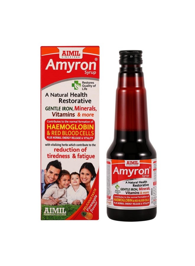 AIMIL Amyron Syrup - 200ml | Enriched with Vitamins & Mineral Rich Herbs for Men & Women of All Ages | Reduces Tiredness & Fatigue | Improves Haemoglobin Level - Image 1