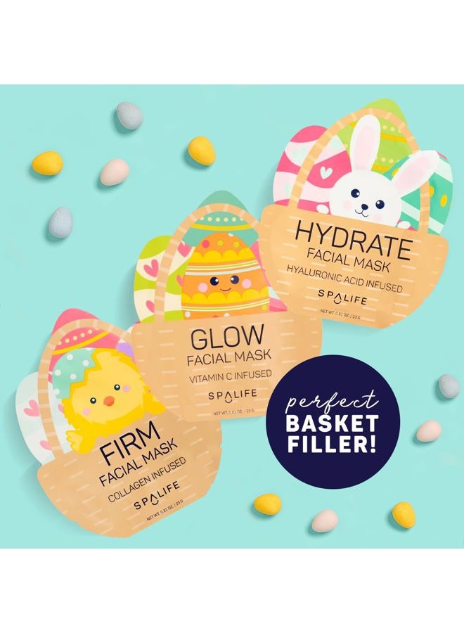 SpaLife Spring & Easter Facial Masks (9Pack) - Hyaluronic Acid, Collagen, Vitamin C Infused - Reduces Dark Circles, Hydrates, Firms Skin - Skin Care Masks for Puffiness, Fine Lines & Wrinkles - Image 2