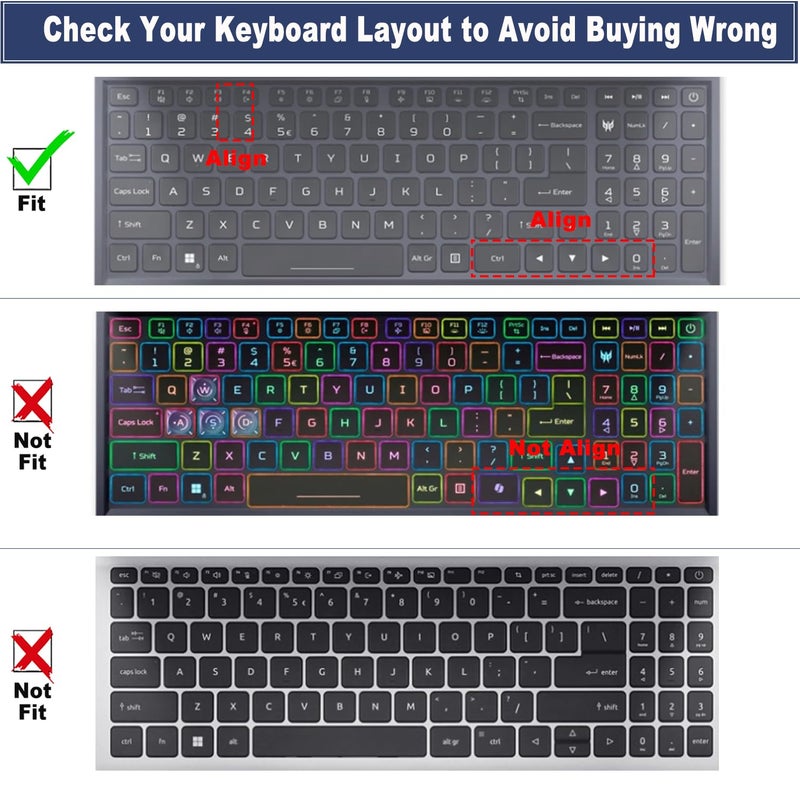 MUBUY-GOL غطاء لوحة مفاتيح لأيسر نيترو 5، نيترو 16، نيترو 17، بريداتور هيليوس 300 PH315-55/54/53/52 PH317-53/54، نيترو 5 AN515-58/57/56/54/55/45/43/44 AN517-54/53/51/52 (لا يناسب نيترو V15 V16، PH16-72 PH18-72) TPU - Image 2