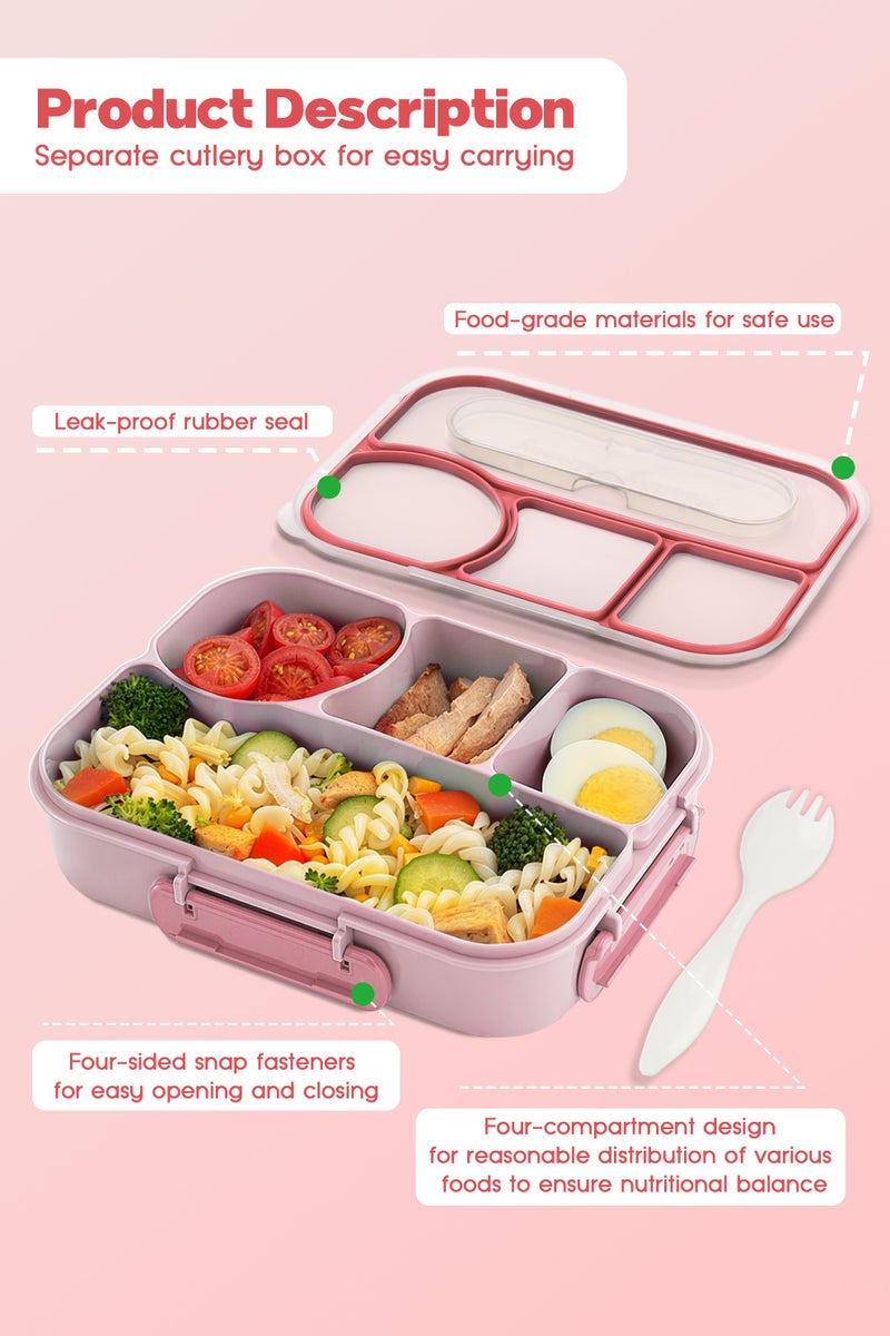 Necomi Children's Lunch Box, Children's School Lunch Box, 4-Compartment Lunch Box, Shatterproof and Leakproof, Dishwasher Safe(Pink)  - Image 3