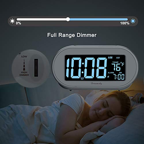 DreamSky Alarm Clocks for Bedrooms, Auto Set Digital Desk Clock for Bedside Nightstand, Electric Clock with Dimmable Brightness Dimmer, Auto DST, USB Port, Date, Temperature, Snooze - Image 4