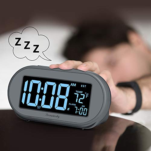 DreamSky Alarm Clocks for Bedrooms, Auto Set Digital Desk Clock for Bedside Nightstand, Electric Clock with Dimmable Brightness Dimmer, Auto DST, USB Port, Date, Temperature, Snooze - Image 5