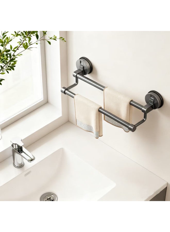 Xinpei Suction Cup Towel Rack, Double Rod, No Drilling Required, Wall-mounted Bathroom Accessory, Storage Shelf, Bathroom Organizer Rack - Image 1