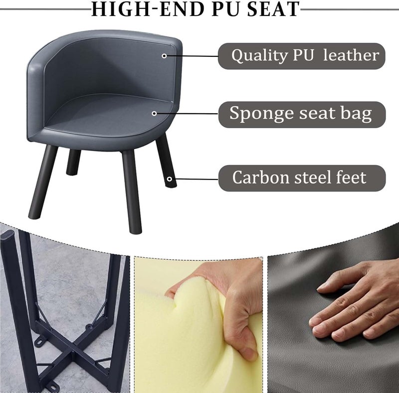 Harmony Home 5-Piece Square Dining Table Set – marble-textured top Table with 4 Upholstered PU leather Chairs, Small Dining Room Furniture - Image 3