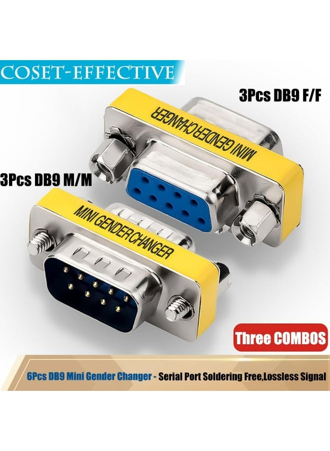 Warmstor 6-Pack 9Pin RS232 Serial Cable DB9 Male to Male/Female to Female Mini Gender Changer Adapter Coupler Connector - Image 2