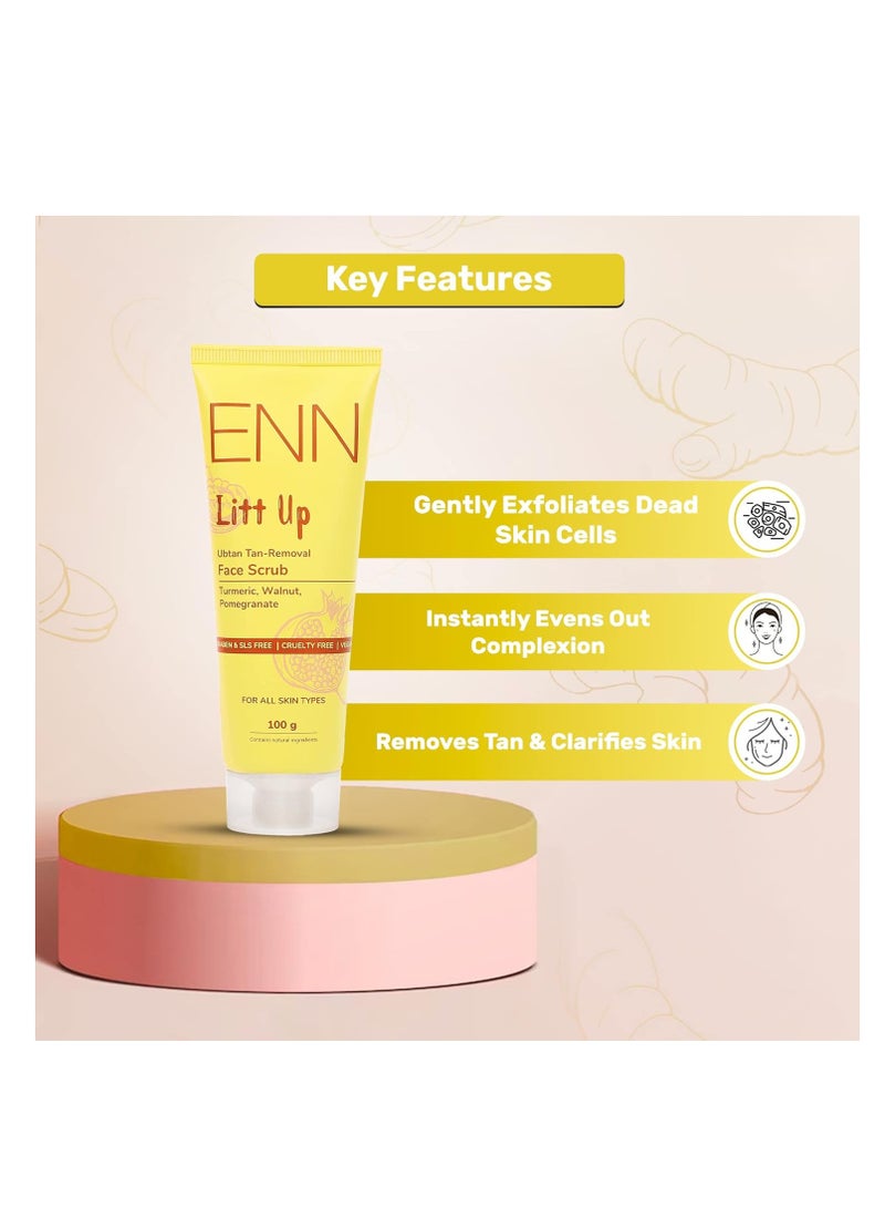Enn Litt Up Ubtan Foaming Face Scrub for Tan Removal and Skin Brightening with Turmeric and Saffron for Glowing Skin  100gm - Image 4