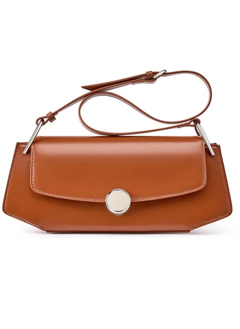 UHURA Brown Longline Bag – Genuine Leather Handbags for Women, Stylish Crossbody Bag with Metal Frame and Kiss Lock Design, Vintage-Inspired Handbag for Everyday Use, Spacious and Durable Shoulder Bag Tote, Perfect for Work, Shopping, or Casual Outings  - Image 4