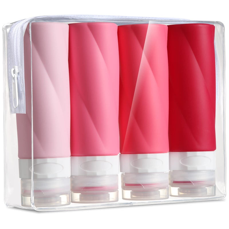 Gemice Travel Bottles for Toiletries 3oz Tsa Approved Travel Size Containers BPA Free Leak Proof Travel Tubes Refillable Liquid Travel Accessories with Clear Toiletry Bag 4 Pack