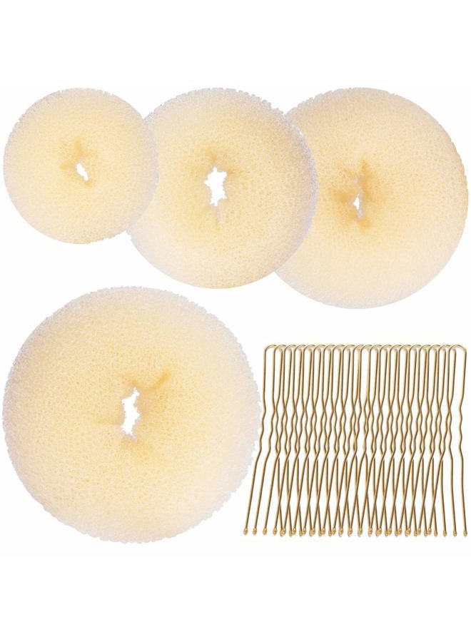 Teenitor مجموعة تشكيل كعكة الشعر مع حلقات دونات كبيرة جدًا، كبيرة، متوسطة، وصغيرة، 20 دبوس شعر بلون أشقر - Image 1