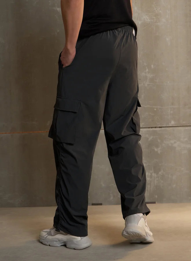 SASSAFRAS Side Ruched Baggy Parachute Pants