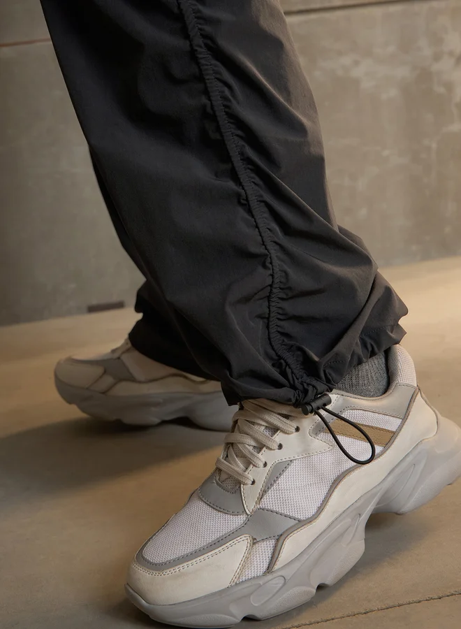 SASSAFRAS Side Ruched Baggy Parachute Pants