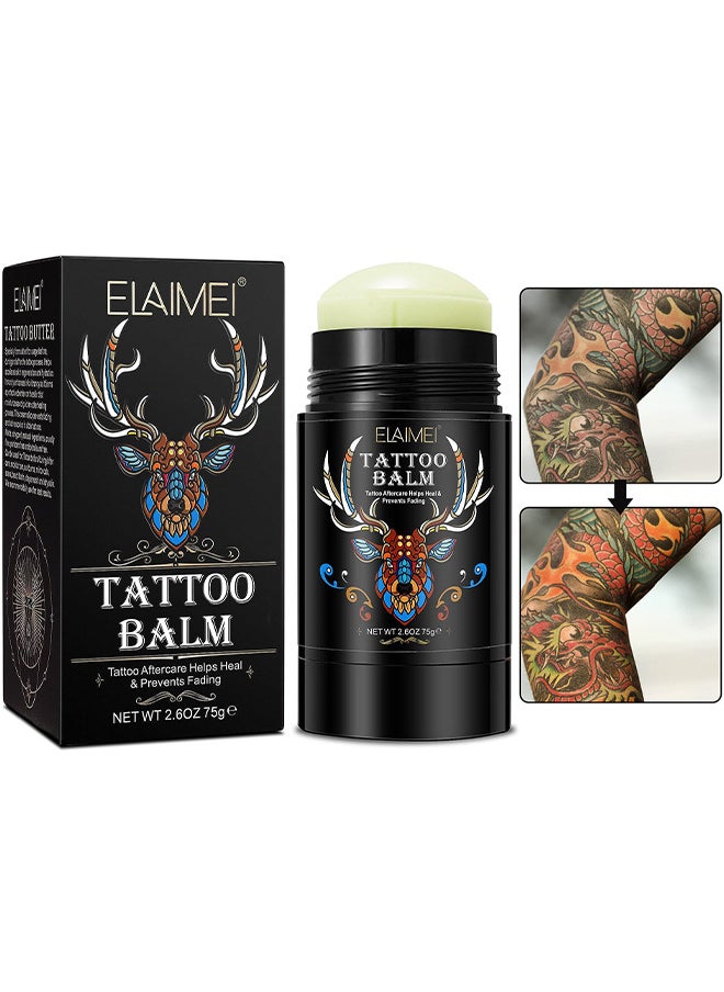 Elaimei - Tattoo Aftercare Butter Balm - Aftercare Tattoo Cream For Old And New Tattoo - Color Brightener And Enhancing Moisturizer - Natural Tattoo Care Balm Tattoo Cream 75G - Image 1