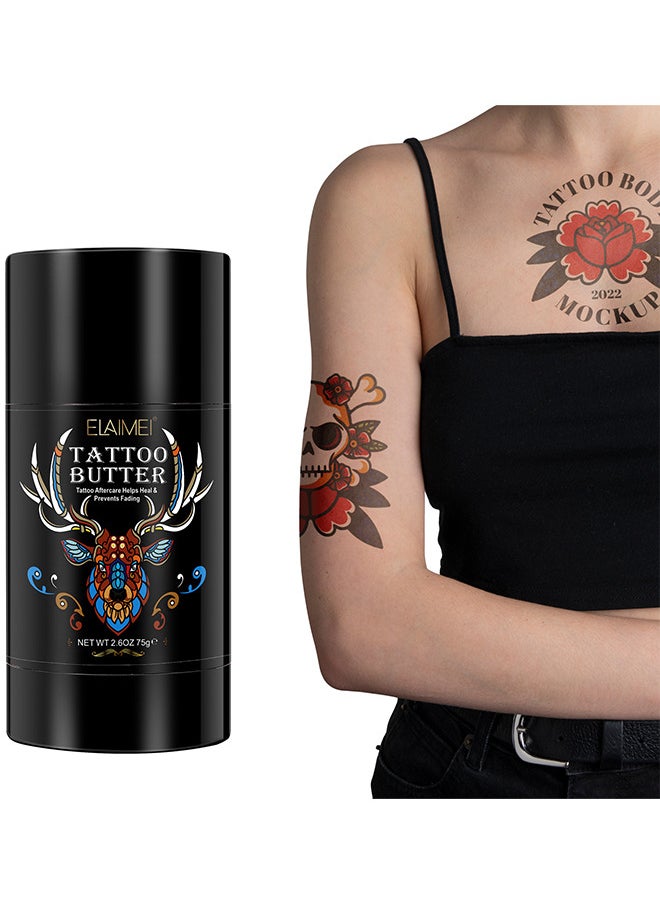 Elaimei - Tattoo Aftercare Butter Balm - Aftercare Tattoo Cream For Old And New Tattoo - Color Brightener And Enhancing Moisturizer - Natural Tattoo Care Balm Tattoo Cream 75G - Image 1