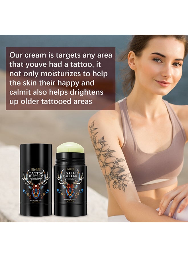 Elaimei - Tattoo Aftercare Butter Balm - Aftercare Tattoo Cream For Old And New Tattoo - Color Brightener And Enhancing Moisturizer - Natural Tattoo Care Balm Tattoo Cream 75G - Image 1