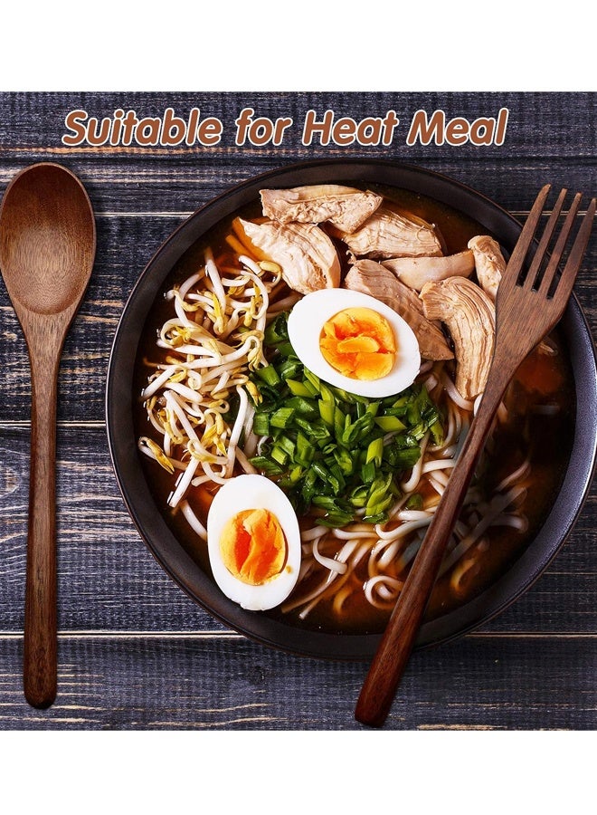 4PCS Natural Wooden Spoon Fork Cutlery Set Kitchen Tableware - Image 4