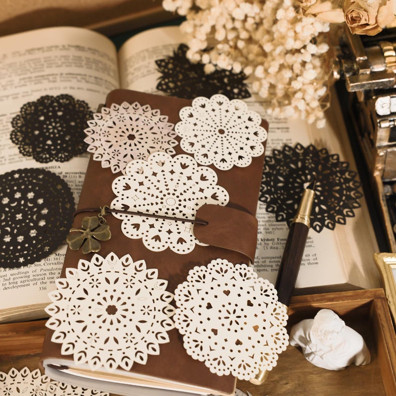 Bomichi 30 PCS Lace Paper for Scrapbooking DIY Crafts Wedding Decoration, Vintage Lace Decorative Paper for Journals Cards Albums Invitations Scrapbooking Embellishments - Image 1