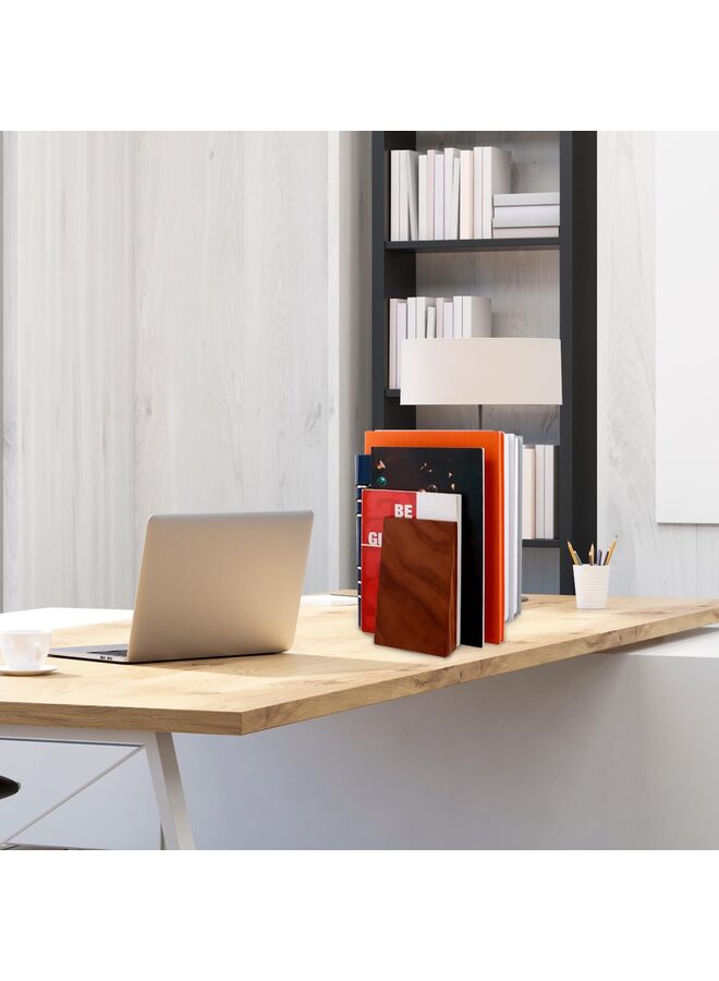 LAMAY Handmade Wooden Bookends with Metal Base, Walnut Tree - Sturdy Book Holders for Heavy Books - Fancy Modern Decorative Book Accessories to Hold Books Firmly on Bookshelf - Image 4