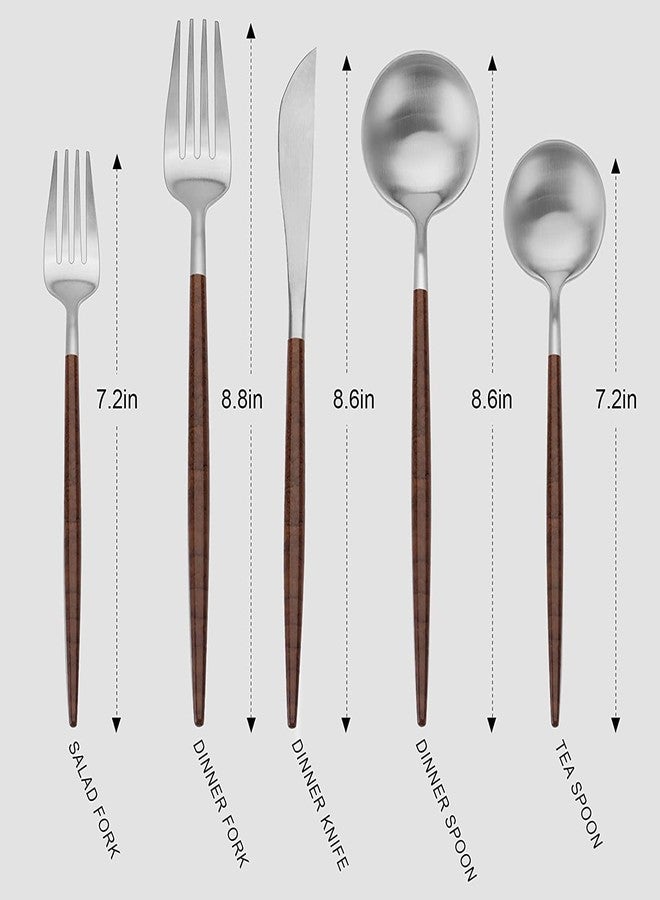 STAR WORK Stainless Steel Wood Handle Dinner Spoons,Table Spoon Set for for Home, Kitchen or Restaurant Dinnerware Set Flatware Fork Spoon Service Kitchen Utensil (5) - Image 2
