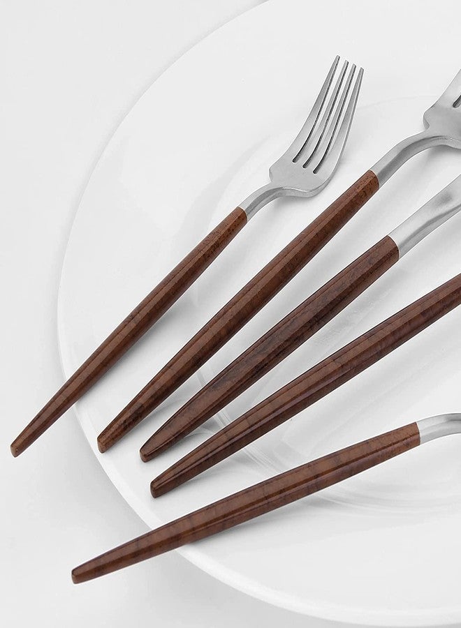 STAR WORK Stainless Steel Wood Handle Dinner Spoons,Table Spoon Set for for Home, Kitchen or Restaurant Dinnerware Set Flatware Fork Spoon Service Kitchen Utensil (5) - Image 3