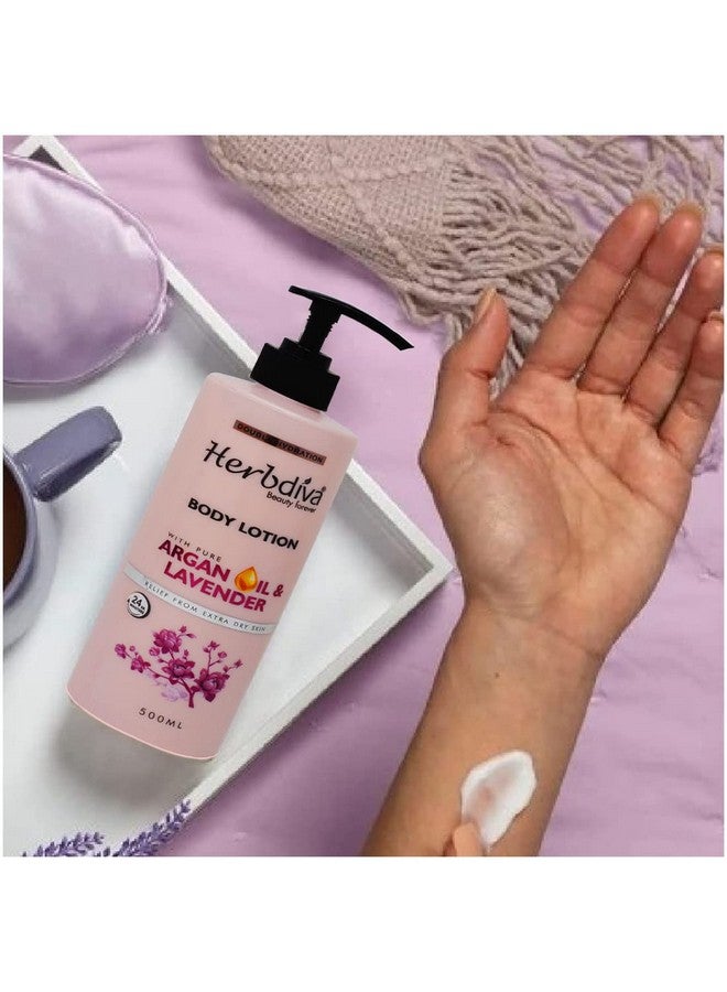 Herbdiva Double Hydration Body Lotion With Argan Oil & Lavender 24Hr. Moisturizing Cream Relief From Extra Dry Skin 500Ml - Image 4