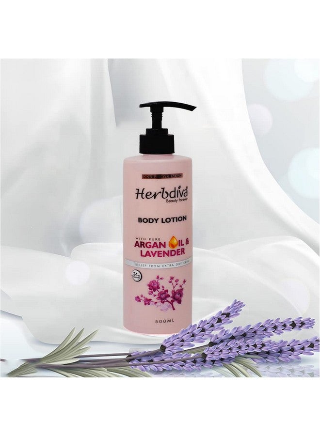 Herbdiva Double Hydration Body Lotion With Argan Oil & Lavender 24Hr. Moisturizing Cream Relief From Extra Dry Skin 500Ml - Image 2