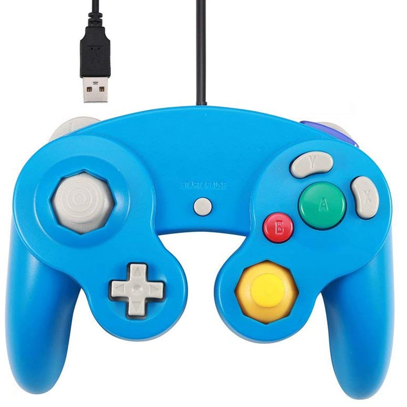 Arrocent GC Controller, Replacement for Gamecube Controller, Compatible with Wired USB Game Cube Controller/PC Windows 7 8 10 PC (Blue) - Image 1