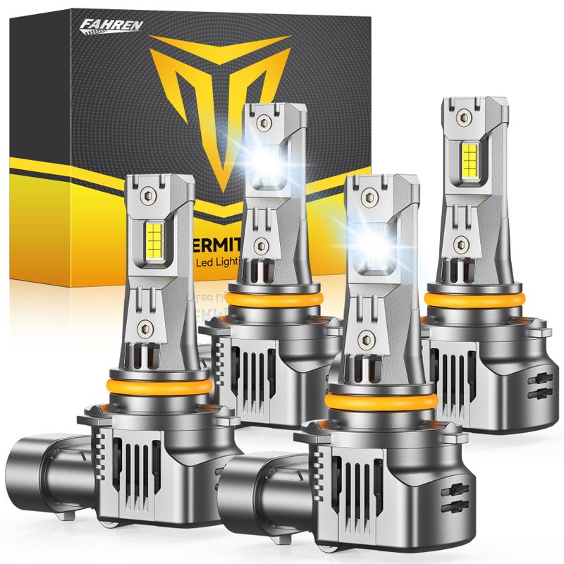 FAHREN Upgraded 9005 9006 Bulbs Combo, 140,000LM 14X Super Brightness HID-Style HB3 HB4 Bulb, 6500K Cool White, 1:1 Mini Size Replacement, Plug and Play Fog Bulbs, Pack of 4 - Image 1
