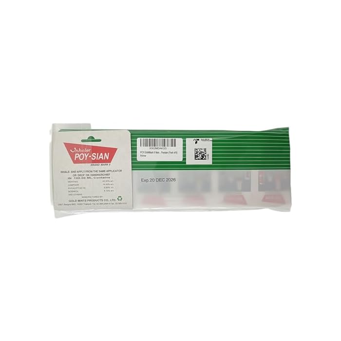 POY SIAN POY-SIAN Mark II Menthol Aromatherapy Nasal Inhaler, Natural Herbal Remedy with Cooling Essential Oils Poysian (Pack of 6) - Image 3
