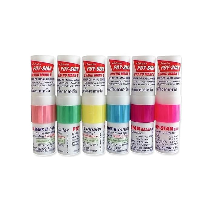 POY SIAN POY-SIAN Mark II Menthol Aromatherapy Nasal Inhaler, Natural Herbal Remedy with Cooling Essential Oils Poysian (Pack of 6) - Image 1