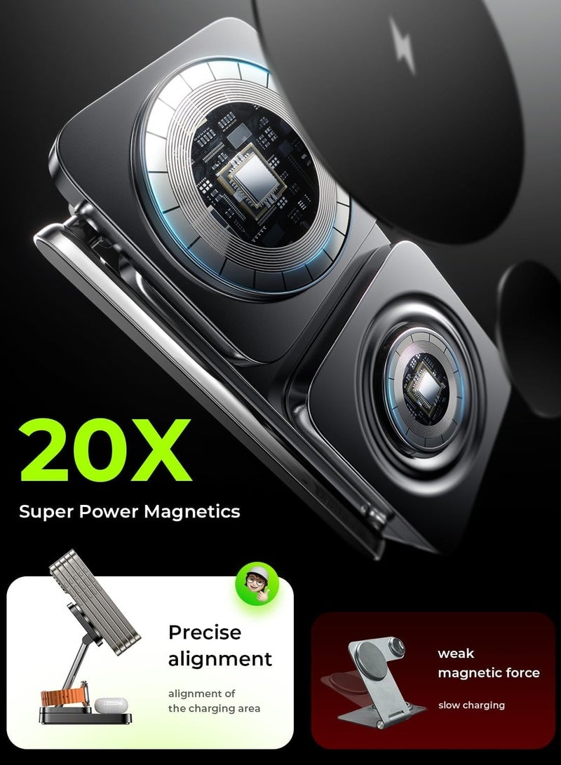 general Foldable Charger 3 in 1 for Apple Magsafe Charger Stand, Wireless Charger iPhone and Watch Charging Station for Multiple Devices for Apple with iPhone 15 Pro Max Airpods Apple Watch - Image 4