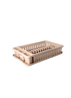 TATAY Durable Plastic Dish Drainer with Tray Beige 3.7 x 16.6 x 10.7 Inch 1127003  - Image 2
