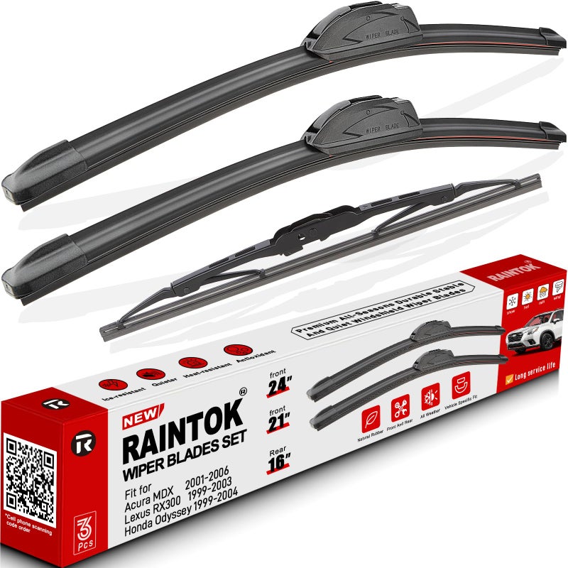RAINTOK Windshield Wiper Blades Replacement for 19992004 Honda Odyssey 19992003 Lexus RX300 Original Factory Quality Front Rear Wipers Blade Set for My Car 24 21 16