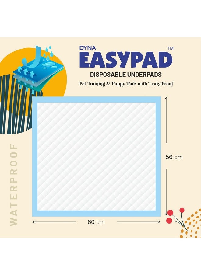 Easypad Pet Training Pads for Dogs, Cats | High Absorption | Pee and Potty Pads | Puppy Training Pads | Quick Drying Surface | Absorbent Core | 56cm x 60cm | Medium Size | 50 Count