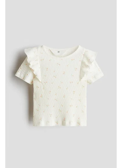 اتش اند ام Flounce-trimmed cotton top