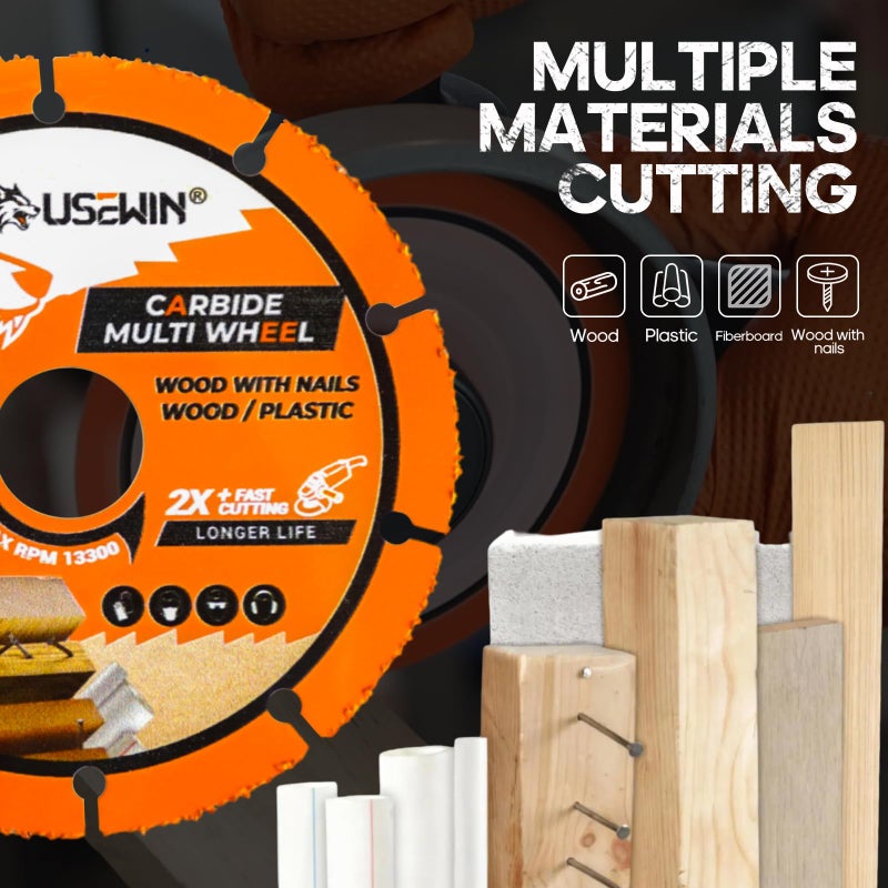 USEWIN 4 1/2 Cut Off Wheel, Angle Grinder Cutting Disc, Carbide Cutting Wheels for Wood, Plastic, Fiberboard, Wood with Nails, 2 Pack - Image 4