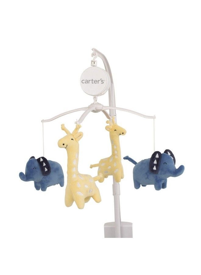 carter's Modern Jungle Pals Blue And Yellow Elephant And Giraffe Musical Mobile  - Image 1
