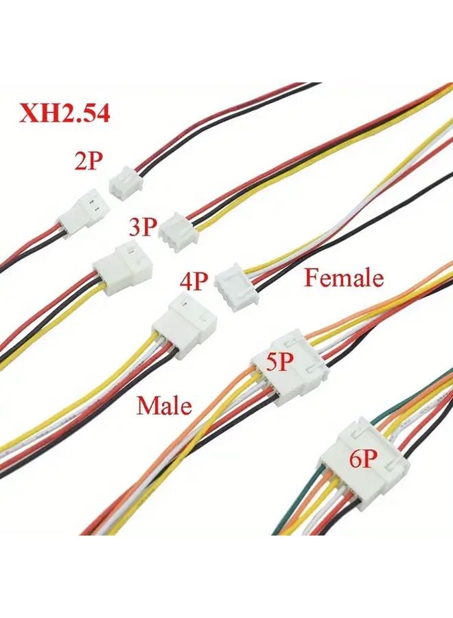 10 أزواج من موصلات JST XH2.54 2.6 بين مع أسلاك 26AWG 6 بين ملونة للإلكترونيات الروبوتية - Image 2