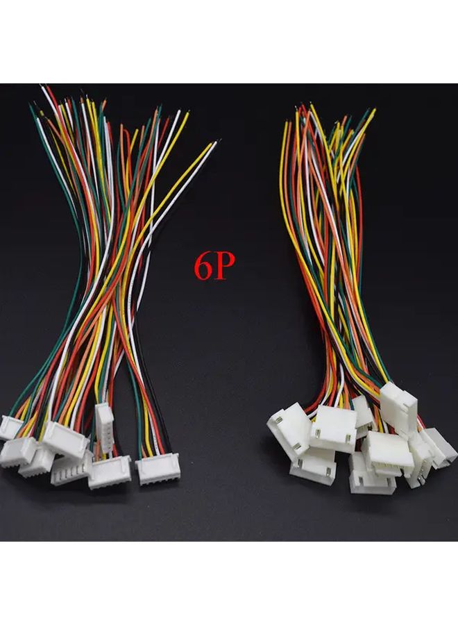 10 أزواج من موصلات JST XH2.54 2.6 بين مع أسلاك 26AWG 6 بين ملونة للإلكترونيات الروبوتية - Image 1