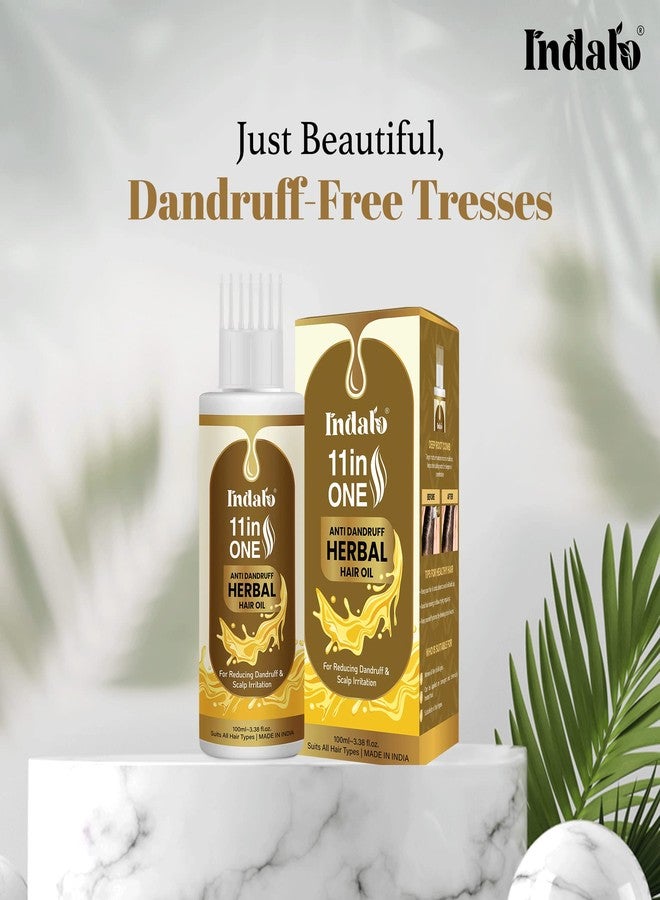 Indalo 11 in One Herbal Anti-Dandruff Hair Oil with Neem & Brahmi | Reduces Dandruff, Calms Irritation & Control Excess Oil | Paraben Free, Silicone Free & No Mineral Oil - 100ml Each (Pack of 2) - Image 5