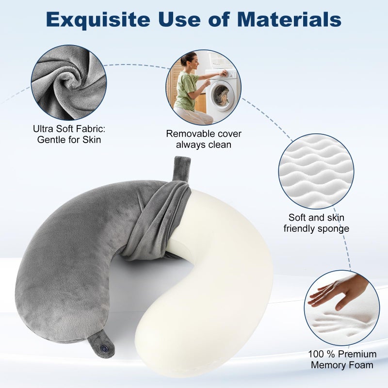 GDEOUP Travel Pillow - Memory Foam Neck Pillow Support Pillow,Luxury Compact & Lightweight Quick Pack for Camping,Sleeping Rest Cushion (Black) - Image 2