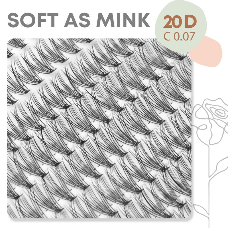 WONSIS Lash Clusters, Individual Lashes, 240 Pcs 20D Individual Lash Extensions, Volume Soft Lightweight Reusable DIY Eyelash Extensions, Thickness 0.07mm C Curl False Eyelashes 8/9/10/11/12mm - Image 2