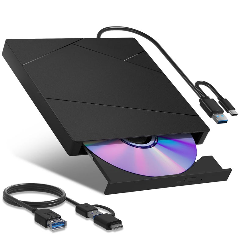 Wbacon External Bluray Drive External BluerayDVD Drive for PC External Bluray Burner with Extension Data Cable USB 30 TypeC Compatible with WindowsMacOSLinux Laptop Desktop